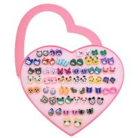Polymer Clay Stud Earring Set, with Plastic, fashion jewelry pink, 12.3cmx14.2cm 