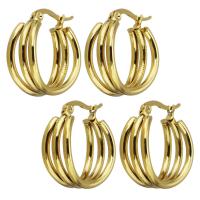 Edelstahl Hoop Ohrringe, Modeschmuck & für Frau, Goldfarbe, 8x22mm, verkauft von Paar