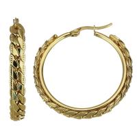Edelstahl Hoop Ohrringe, Modeschmuck & für Frau, Goldfarbe, 6x38mm, verkauft von Paar