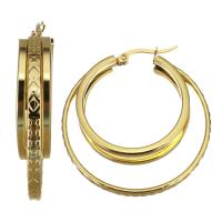 Edelstahl Hoop Ohrringe, Modeschmuck & für Frau, Goldfarbe, 7.5x41mm, verkauft von Paar