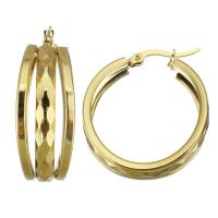 Edelstahl Hoop Ohrringe, Modeschmuck & für Frau, Goldfarbe, 11x31mm, verkauft von Paar