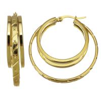 Edelstahl Hoop Ohrringe, Modeschmuck & für Frau, Goldfarbe, 8x40mm, verkauft von Paar