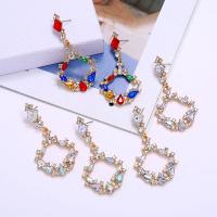 Zinc Alloy Drop Earring, with Resin, gold color plated, for woman & with rhinestone 
