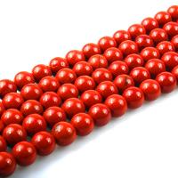 Rote Jaspis Perle, Roter Jaspis, rund, poliert, DIY & verschiedene Größen vorhanden, rot, Länge:ca. 15 ZollInch, verkauft von Strang