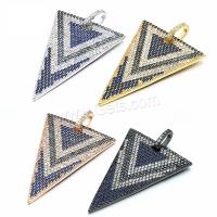 Cubic Zirconia Micro Pave Brass Pendant, Triangle, plated, with rhinestone Approx 3.5mm 