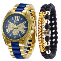 Couple Watch Bracelets, Stainless Steel, with Glass & Zinc Alloy, Chinese movement, plated, waterproofless & three pieces 
