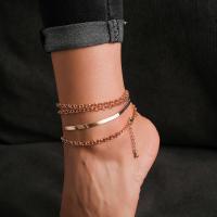 Zinc Alloy Anklet, plated, 4 pieces & oval chain & snake chain & rolo chain & for woman Approx 8.7 Inch 