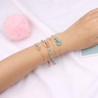 Zinc Alloy Rhinestone Bracelets, with Synthetic Turquoise, plated, 4 pieces & for woman & with rhinestone Approx 6.7 Inch 
