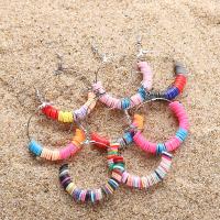 Polymer Clay Hoop Earring, with Zinc Alloy, fashion jewelry & for woman 5mm 