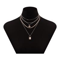 Mode-Multi-Layer-Halskette, Zinklegierung, plattiert, 2 Stück & mehrschichtig & für Frau, keine, verkauft von PC