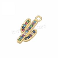 Cubic Zirconia Micro Pave Brass Pendant, Opuntia Stricta, gold color plated, with rhinestone Approx 1.2mm 