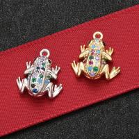 Cubic Zirconia Micro Pave Brass Pendant, Frog, plated & DIY 15*13.5mm Approx 1.2mm, 100/PC 
