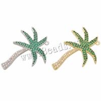 Cubic Zirconia Micro Pave Brass Pendant, Palm Tree, plated & DIY 39**29mm Approx 1.2mm, 10/PC 
