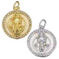 Cubic Zirconia Micro Pave Brass Pendant, with Shell, Round, plated, DIY & micro pave cubic zirconia Approx 3.5mm 