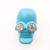 Large Hole Brass Beads, Copper Alloy, Skull, plated, DIY & with rhinestone 15*9*6mm Approx 1mm 