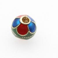 Enamel Zinc Alloy Beads, Copper Alloy, Round, plated, DIY, golden, 10*10*10mm Approx 2mm 