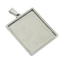 Stainless Steel Pendant Setting, Square, original color Approx Inner Approx 