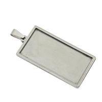 Stainless Steel Pendant Setting, Rectangle, original color Approx Inner Approx 