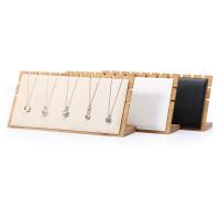 Wood Necklace Display, with PU Leather & Velveteen 