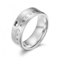 Stainless Steel Finger Ring, Alphabet Letter, fashion jewelry & Unisex 