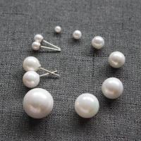 Half Drilled Shell Beads, Shell Pearl, Round, DIY white 