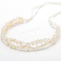 Bridal Frontlet, Clear Quartz, with Freshwater Pearl, gold color plated, for bridal, golden, 300mmuff0c160mm 