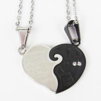 Stainless Steel Couple Pendant, plated, durable & Unisex & with rhinestone Inch 