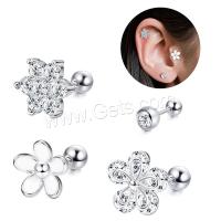 Stainless Steel Fake Plug, plated, micro pave cubic zirconia & for woman, 11*1.2*4Mm  