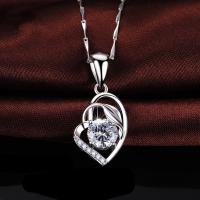 Cubic Zirconia Brass Pendants, Cupronickel, Heart, plated, micro pave cubic zirconia & for woman 26*13mm  