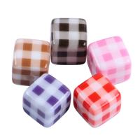 Two Tone Acrylic Beads, Plastic, Square, durable & fashion jewelry 