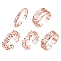 Brass Toe Ring, plated, 5 pieces & for woman 14mm 