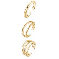 Brass Toe Ring, plated, three pieces & open & for woman 14mm 