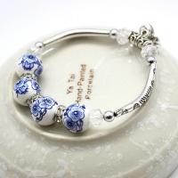 Porcelain Bracelets, Alloy, with Porcelain, Ball, plated, folk style & for woman 12mm  