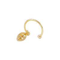 Brass Earring Cuff, Shell, gold color plated, micro pave cubic zirconia & for woman & hollow, metallic color plated, nickel, lead & cadmium free 