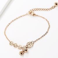 Titanium Steel Anklet, Lysimachia Christinae, plated, for woman & hollow, rose gold color, 250mm 