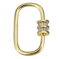 Fashion Carabiner Key Ring, Brass, gold color plated, micro pave cubic zirconia, metallic color plated 