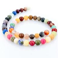 Смешанные бусы с драгоценными камнями, Природный камень, Круглая, полированный, DIY & разный размер для выбора, продается Strand