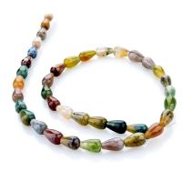 Perle agate indienne naturelle , larme, poli, DIY, multicolore Vendu par brin