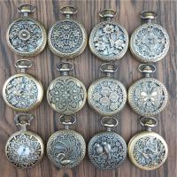Pocket Watch, Alloy, with Glass, Round, plated & hollow, antique bronze color, 10*48*800mm 