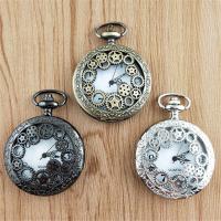 Pocket Watch, Alloy, with Glass, Round, plated & hollow 10*45mm 