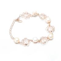 Cultured Freshwater Pearl Bracelets, Round, for woman, pink, 150*14*8mm,50*2mm 