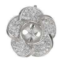 Brass Necklace Shortener Clasp, Flower, plated, DIY & micro pave cubic zirconia, metallic color plated 7mm,1mm Approx 