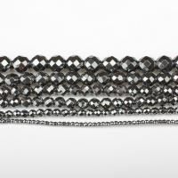Zinklegierung Rohr Perlen, Hämatit, rund, poliert, DIY & facettierte, schwarz, verkauft von Strang