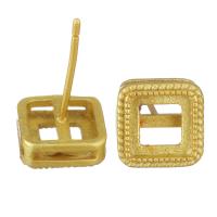 Messing Ohrring Stecker, Quadrat, sang vergoldet, hohl, 8.5x8.5x15.5mm,6x6mm,1mm, verkauft von Paar