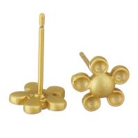 Messing Ohrring Stecker, Blume, sang vergoldet, DIY, 8x7.5x14mm,2mm,1mm, verkauft von Paar