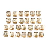 Zinc Alloy Alphabet Beads, Square, plated & letters are from A to Z 