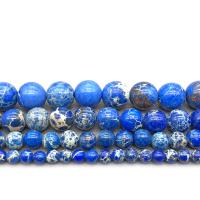 Impression Jasper Bead, Round, polished, DIY blue 