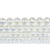 Round Crystal Beads, plated, DIY white 