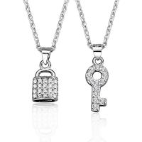 Cubic Zircon Micro Pave Sterling Silver Necklace, 925 Sterling Silver, plated & for woman, silver color .53 Inch 