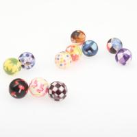 Kunstdruck Porzellan Perlen, Harz, rund, DIY & verschiedene Stile für Wahl & großes Loch, keine, 12x12mm, Bohrung:ca. 3mm, 100PCs/Tasche, verkauft von Tasche
